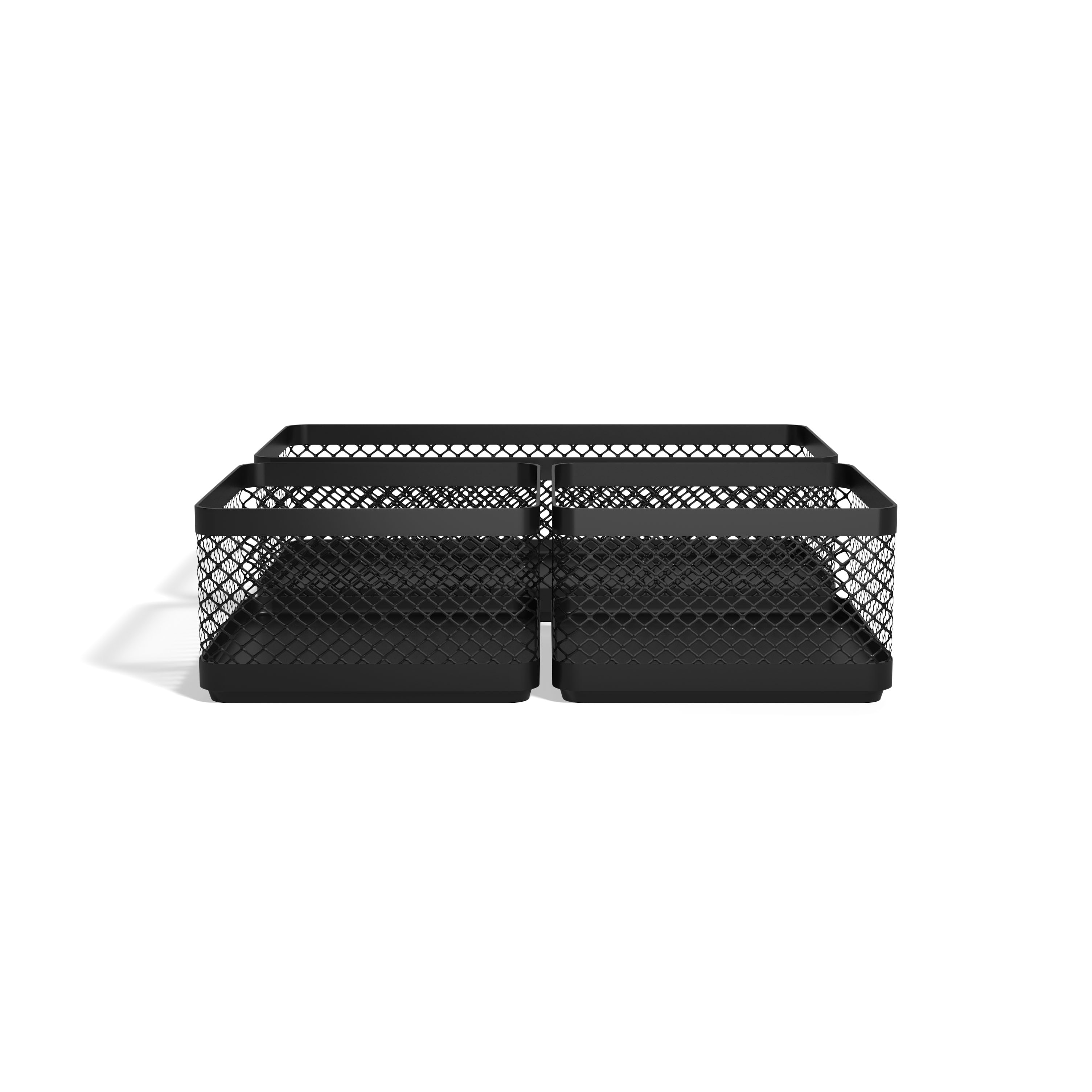 TRU REDTM 3 Compartment Stackable Wire Mesh Desk Organizer, Matte Black ...
