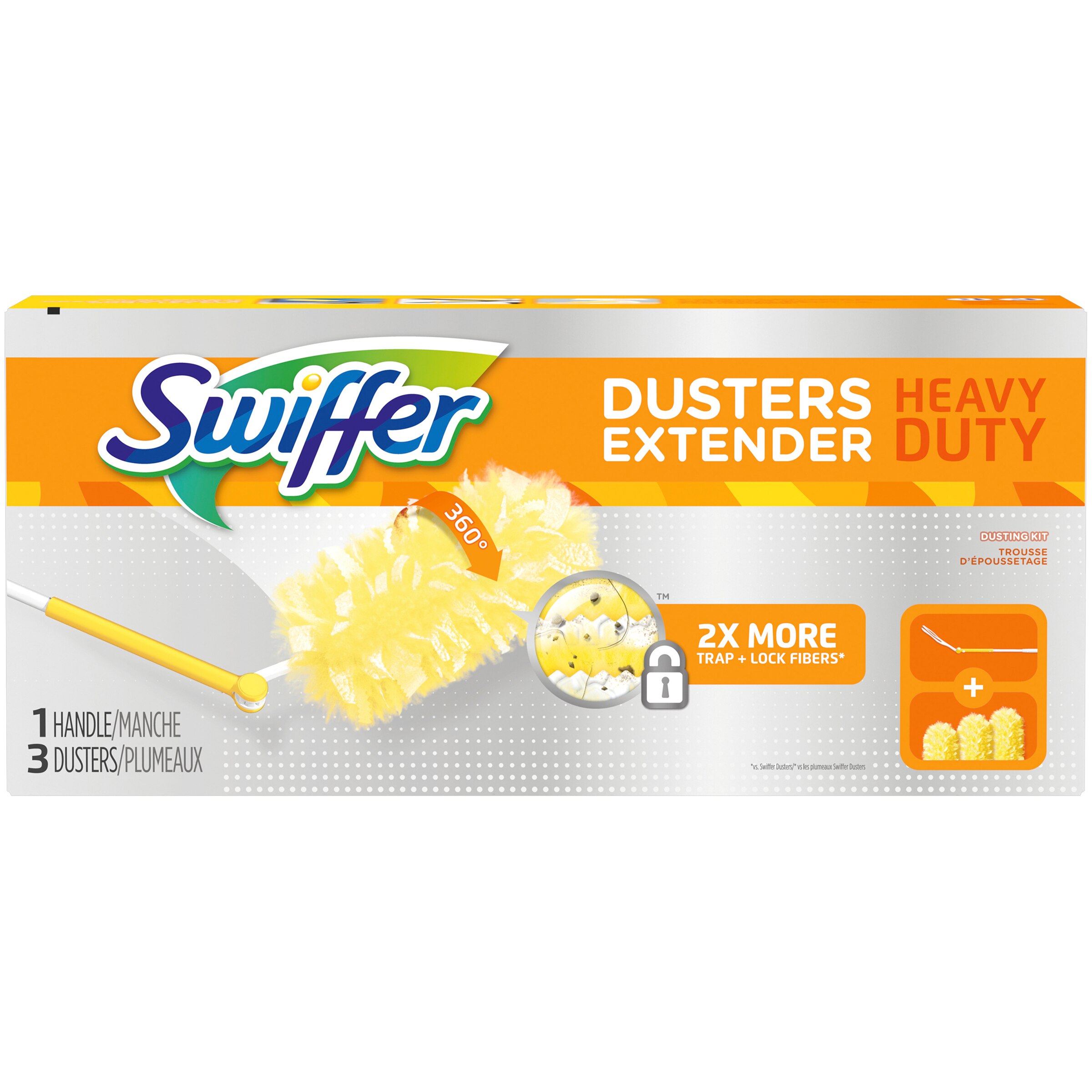 Swiffer® 360 Durable Fiber Dusters with Extendable Handle Kit, White ...